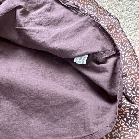 AERIE All Day Smocked Mini Dress Tie Strap Ruffle Lined Brown Orange size XSmall - Picture 8 of 11